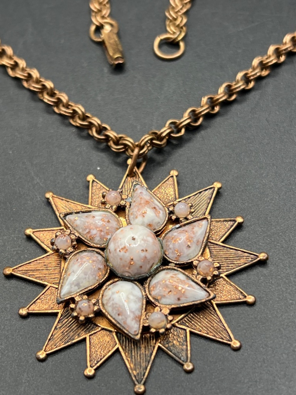 Vintage copper confetti lucite Necklace